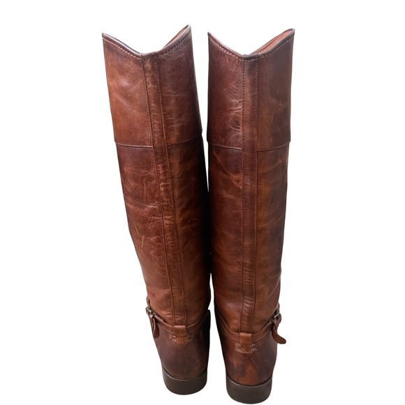 Frye Melissa Seam Harness Tall Riding Boots Brown Leather Women's 8 B USA - Picture 6 of 13